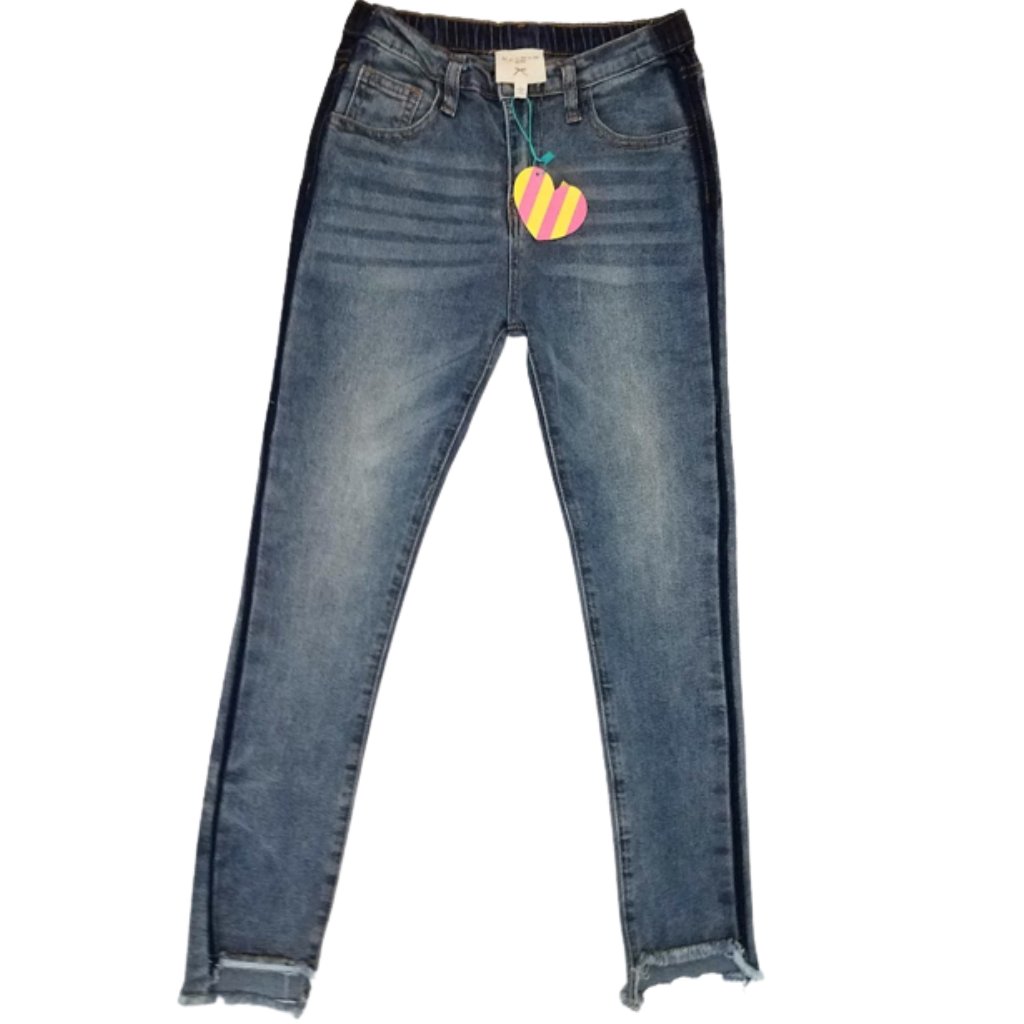 Hayden Girls Distressed Frayed Hem Ankle Denim Blue Jeans - Girls L